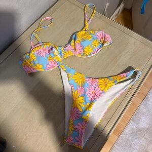 SHEIN Floral Bikini - Blue and Yellow